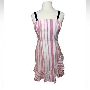 Donna Morgan Elegant Cream and Pink Striped Fit & Flare Mini Dress-Size 2